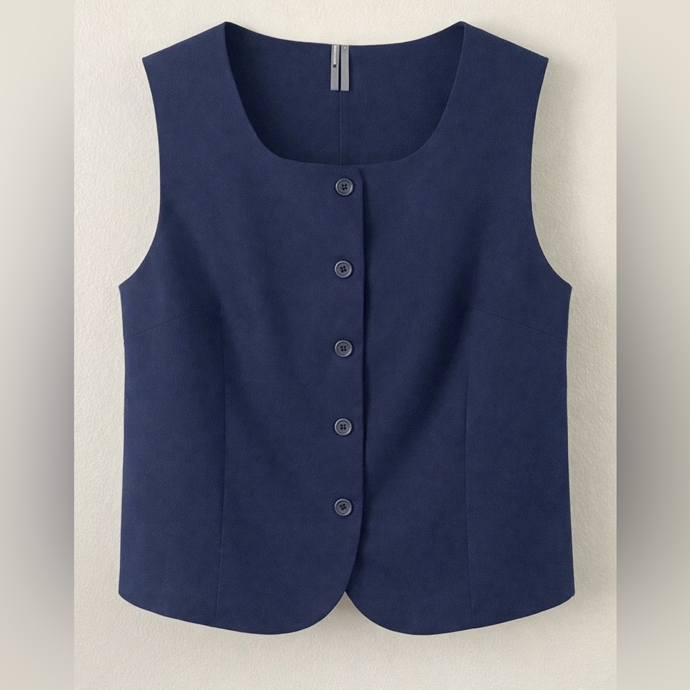 Anthropologie navy tailored sleeveless button front vest
